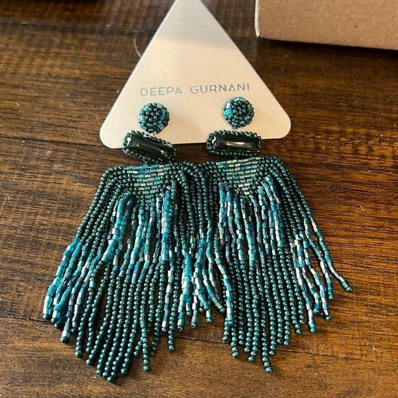 Deepa Gurnani Jody Beaded Earrings in Emerald Green - Picture 3 of 4